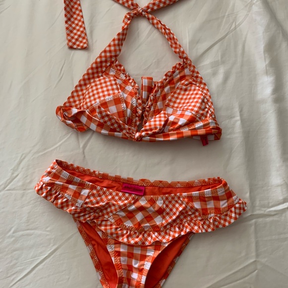 Orange checkered bikini - Picture 2 of 4